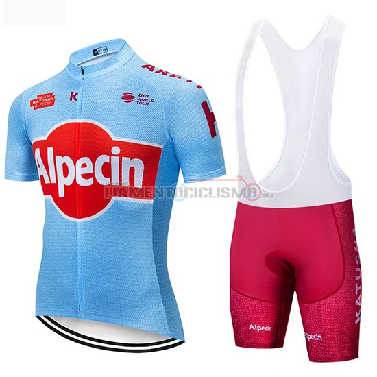 Abbigliamento Ciclismo Katusha Alpecin Manica Corta 2019 Blu Rosso